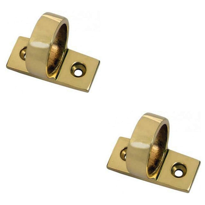 2 PACK Horizontal Ring Sash Window Lift Handle 44 x 12mm 22mm Dia Polished Brass