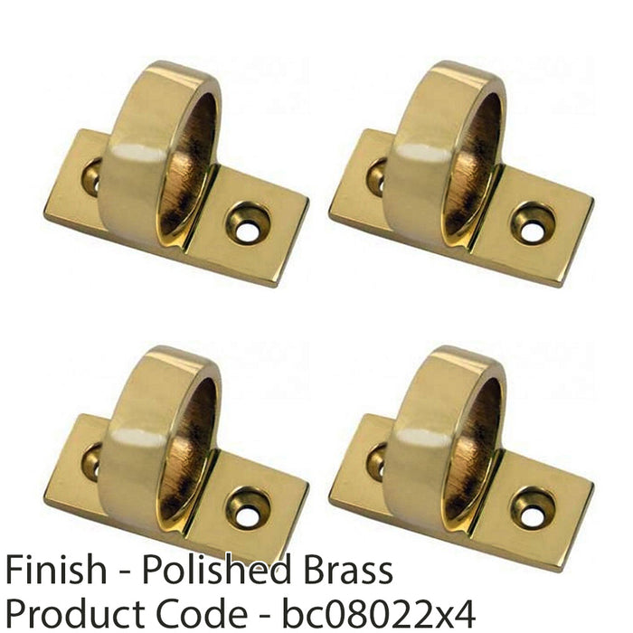 4 PACK Horizontal Fixed Ring Sash Window Lift Handle 44x12mm 22mm Polished Brass 1