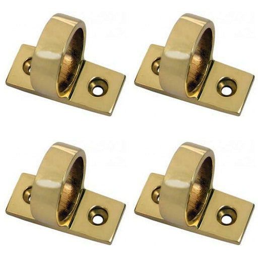 4 PACK Horizontal Fixed Ring Sash Window Lift Handle 44x12mm 22mm Polished Brass