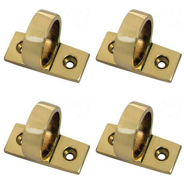 4 PACK Horizontal Fixed Ring Sash Window Lift Handle 44x12mm 22mm Polished Brass