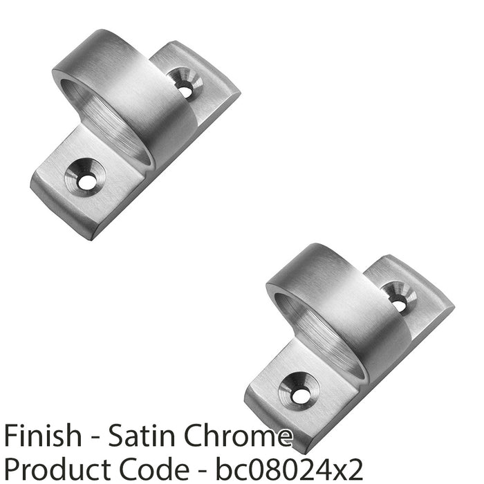 2 PACK Vertical Fixed Ring Sash Window Lift Handle 44x12mm 25mm Dia Satin Chrome 1