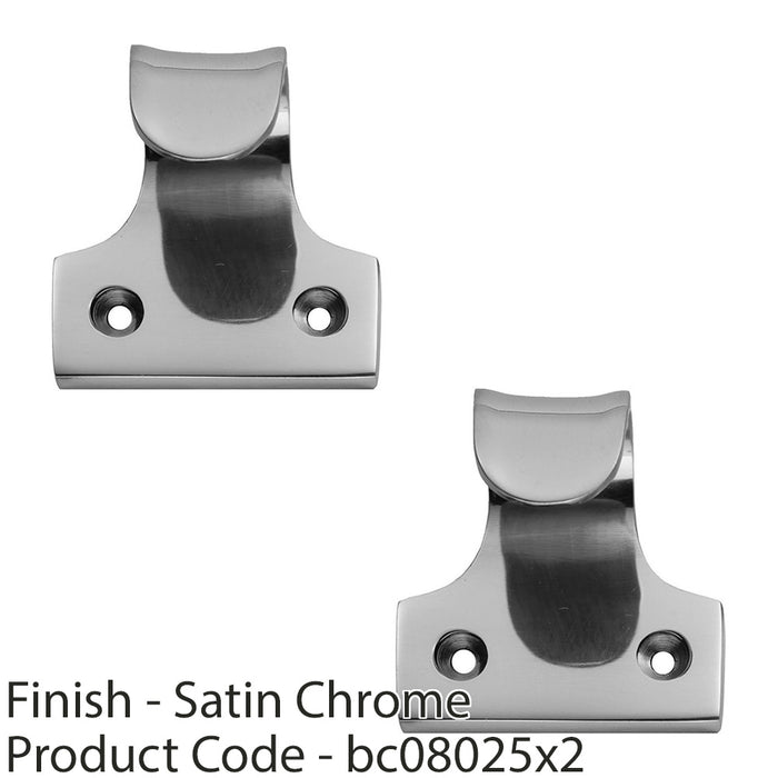 2 PACK Cast Sash Window Lift Pull Handle 32mm Centres 48 x 45mm Satin Chrome 1