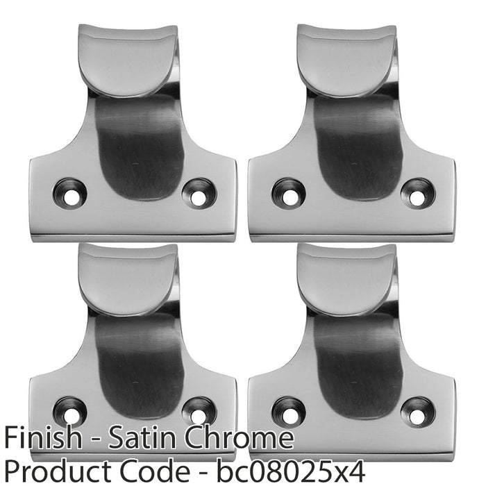 4 PACK Cast Sash Window Lift Pull Handle 32mm Centres 48 x 45mm Satin Chrome 1