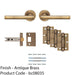 Premium Door Handle & Latch Pack - Antique Brass Straight Bar Lever Round Rose 1