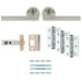 Premium Door Handle & Latch Pack - Satin Nickel Straight Bar Lever Round Rose