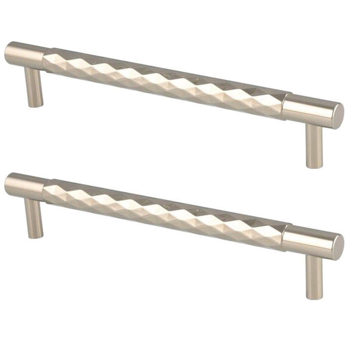 2x Diamond T Bar Pull Handle Polished Nickel 160mm Centres SOLID BRASS Drawer