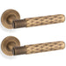 2x PAIR Diamond Lever On Round Rose Door Handle Antique Brass Concealed Screw