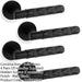 4 PACK PAIR Diamond Lever On Round Rose Door Handle Matt Black Concealed Screw 1