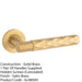 PAIR Diamond Lever On Round Rose Door Handle - Satin Brass Concealed Screw 1