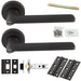 Door Handle & Latch Pack - Anthracite Grey - Slim Rounded Lever On Round Rose