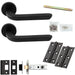 Door Handle & Latch Pack - Matt Black - Art Deco Reeded Lever On Round Rose