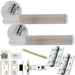 Door Handle & Latch Pack Chrome & Nickel Mitred Lined Reeded Lever Round Rose