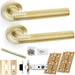 Door Handle & Latch Pack - Satin Brass - Straight Reeded Lined Lever Round Rose