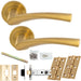 Door Handle & Latch Pack - Satin Brass - Twist Scroll Bar Lever On Round Rose