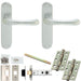 Door Handle & Latch Pack - Satin Chrome - Smooth Lever On Rounded Backplate