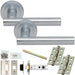 Door Handle & Latch Pack - Satin Chrome - Straight Round Bar Lever On Round Rose