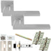 Door Handle & Latch Pack - Satin Chrome - Slim Smooth Bar Lever On Square Rose