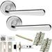 Door Handle & Latch Pack - Satin Chrome - Flared End Lever On Round Rose