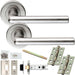 Door Handle & Latch Pack Satin Chrome Thin Slim Straight Bar Lever On Round Rose