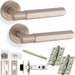 Door Handle & Latch Pack - Satin Nickel - Industrial Hex Lever On Round Rose