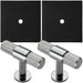 2 PACK Door Knob & Contrasting Backplate Knurled T Bar Polished Chrome & Black