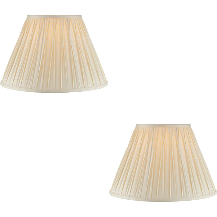 2 PACK 16" Tapered Lamp Shade - Ivory Silk Pinched Pleats Fabric Cover - Table Light