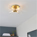 Satin Brass Semi Flush Low Ceiling Bathroom Light - Clear Ribbed Multi Arm Glass - 4 X 3W LED G9