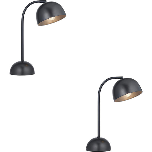 2 PACK Matt Black Paint Table Lamp - 445-510mm Tall Light - 7W LED E14