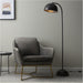 1630mm Floor Lamp - Matt Black Modern Curved Arm - Standing LED Light Base & Shade