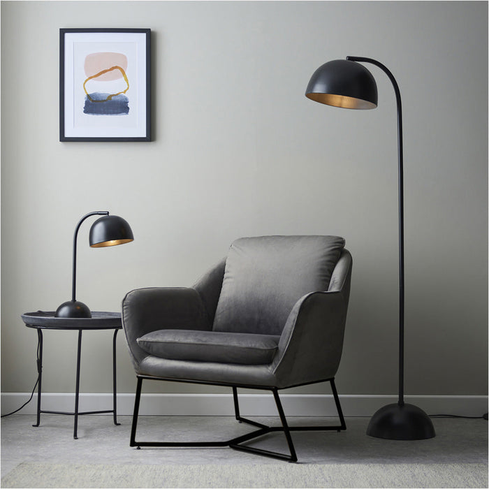 Standing Floor & Table Lamp Set - Adjustable Matt Black Steel Grey Painted Head