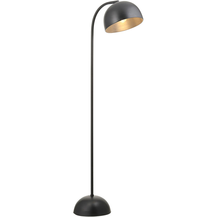 1630mm Floor Lamp - Matt Black Modern Curved Arm - Standing LED Light Base & Shade