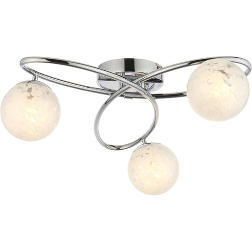 Chrome Semi Flush Low Ceiling Light - White Confetti Multi Arm Glass - 3 X 3W LED G9