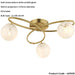 Satin Brass Semi Flush Low Ceiling Light - White Confetti Multi Arm Glass - 3 X 3W LED G9