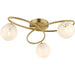 Satin Brass Semi Flush Low Ceiling Light - White Confetti Multi Arm Glass - 3 X 3W LED G9