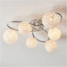 Chrome Semi Flush Low Ceiling Light - White Confetti Multi Arm Glass - 6 X 3W LED G9