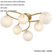 Satin Brass Semi Flush Low Ceiling Light - White Confetti Multi Arm Glass - 6 X 3W LED G9