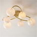 Satin Brass Semi Flush Low Ceiling Light - White Confetti Multi Arm Glass - 6 X 3W LED G9