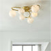 Satin Brass Semi Flush Low Ceiling Light - White Confetti Multi Arm Glass - 6 X 3W LED G9