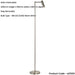 1250mm Floor Lamp - Satin Nickel Modern Adjustable Head - Standing LED Light Base & Shade