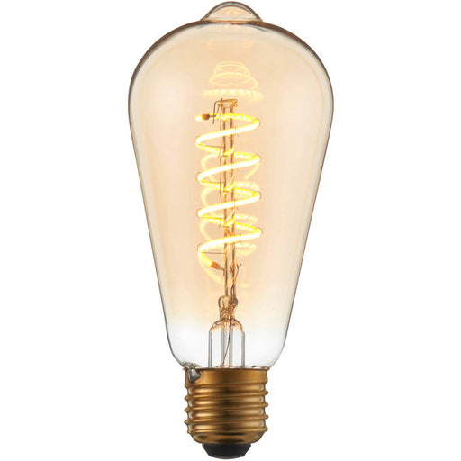 Amber Glass 4W E27 Pear Filament LED Light Bulb - Dimmable Warm White - 280lm 2200k