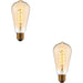 2 PACK Amber Glass 4W E27 Pear Filament LED Light Bulb - Dimmable Warm White - 280lm 2200k