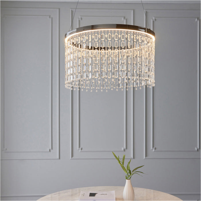 Hanging Ceiling Pendant Light - Chrome Plate & Clear Crystal Glass - 19.67W LED (Smd 2835) Warm White