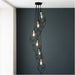 Hanging Ceiling Pendant Light - Matt Black & Gold Effect Plate - 6 X 6W LED E14