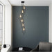 Hanging Ceiling Pendant Light - Matt Black & Gold Effect Plate - 6 X 6W LED E14