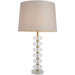 Frosted Crystal Table Lamp - Natural Linen Shade - 655mm Tall Light - 7W LED E14