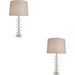 2 PACK Frosted Crystal Table Lamp - Natural Linen Shade - 655mm Tall Light - 7W LED E14