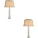 2 PACK Frosted Crystal Table Lamp - Oyster Silk Shade - 630mm Tall Light - 7W LED E14