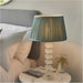 Frosted Crystal Table Lamp - Fir Silk Shade - 630mm Tall Light - 7W LED E14