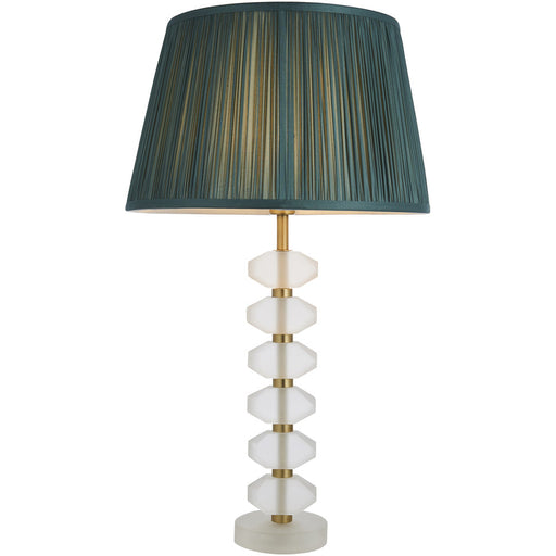 Frosted Crystal Table Lamp - Fir Silk Shade - 630mm Tall Light - 7W LED E14