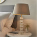 2 PACK Frosted Crystal Table Lamp - Grey Linen Mix Fabric Shade - 630mm Tall Light - 7W LED E14